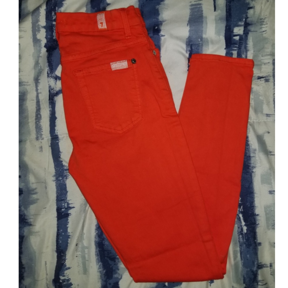 7 for all mankind | Orange Strech Skinny Jeans